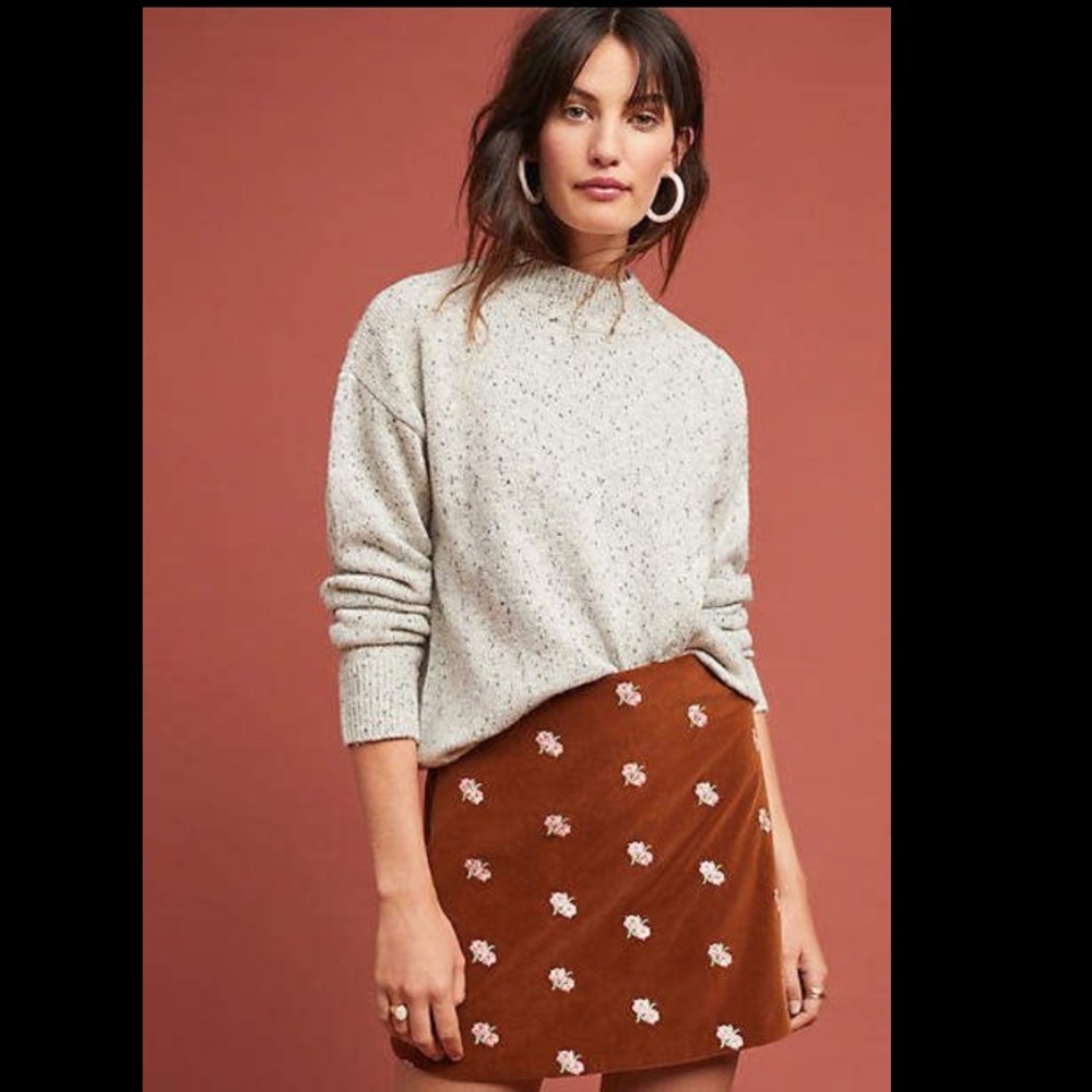 ANTHRO RACHEL ANTONOFF EMBROIDERED MINI SKIRT